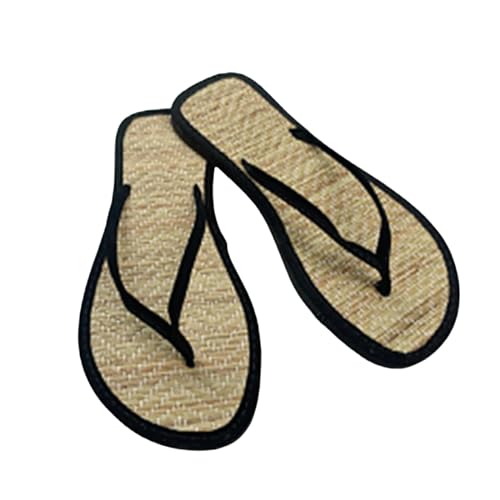 YLXCKGS Flip-Flops Frauen Flat Flip-Flops Hausschuhe Bequeme Rutschfeste Sandalen Bambus Rattan Flip Flop Home Badezimmer Mode Hausschuhe-Schwarz-40 von YLXCKGS