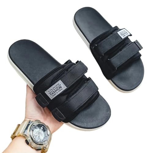 YLXCKGS Flip-Flops Herren Outdoor Hausschuhe Indoor Hausschuhe Rutschfeste Soft Bottom Hook Loop Hausschuhe Strand Sommer Sandalen Flip-Flop-Schwarz-44 von YLXCKGS