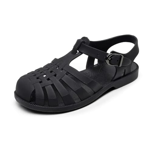 YLXCKGS Flip-Flops Kinder Strand Schuhe Für Meer Sommer Mädchen Gladiator Sandalen Weiche Rutschfeste Prinzessin Jelly Schuhe Jungen Flip-Flops-Schwarz-23 (Länge 14,5) von YLXCKGS