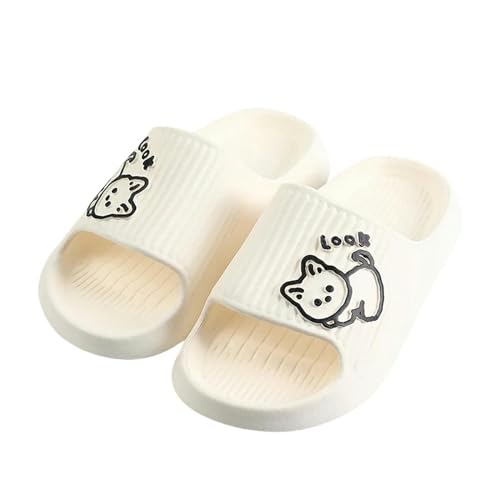 YLXCKGS Flip-Flops Männer Frauen Hausschuhe Katze Cartoon Badezimmer Dusche Rutschfeste Bär Cartoon Flip-Flops Strand Frauen Hausschuhe Sandalen-Weiß-36-37(Passend 35-36) von YLXCKGS