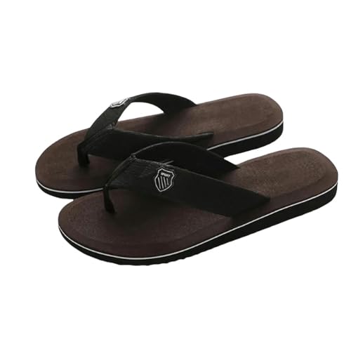 YLXCKGS Flip-Flops Männer Hausschuhe Außerhalb Strand Flache Flip-Flop Casual Hausschuhe Indoor Zuhause Männliche Anti-Rutsch Schuhe String Sandalen-Braun-44 (27Cm) von YLXCKGS