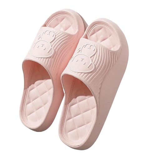 YLXCKGS Flip-Flops Männer Hausschuhe Frauen Hausschuhe Badezimmer Dusche Nicht-Schlupfhund-Cartoon Flip-Flops Strand Frauen Pantoffeln Sandalen Sandalen-Rosa-36-37 (Fit 35-36) von YLXCKGS