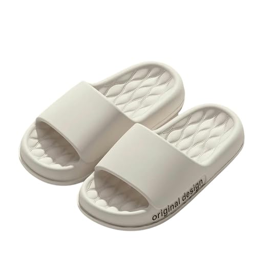 YLXCKGS Flip-Flops Männer Hausschuhe Sommer Strand Rutschen Dicke Sohle Frauen Badezimmer Anti-Rutsch Weiche Sandalen Mode Ultra-Light-Weiß-38-39 von YLXCKGS