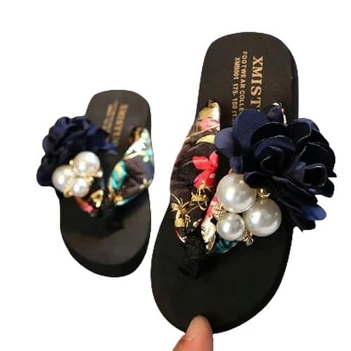 YLXCKGS Flip-Flops Sommer Antirutsch Kinder Flip-Flops Mädchen Mode Strandschuhe Kneifen Sandalen Weibliche Blumen Hausschuhe Frauen Tragen-Braun-37 von YLXCKGS