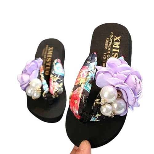 YLXCKGS Flip-Flops Sommer Antirutsch Kinder Flip-Flops Mädchen Mode Strandschuhe Kneifen Sandalen Weibliche Blumen Hausschuhe Frauen Tragen-Himmelblau-27 von YLXCKGS