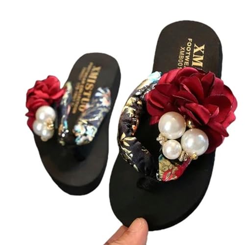 YLXCKGS Flip-Flops Sommer Antirutsch Kinder Flip-Flops Mädchen Mode Strandschuhe Kneifen Sandalen Weibliche Blumen Hausschuhe Frauen Tragen-Löschen-38 von YLXCKGS