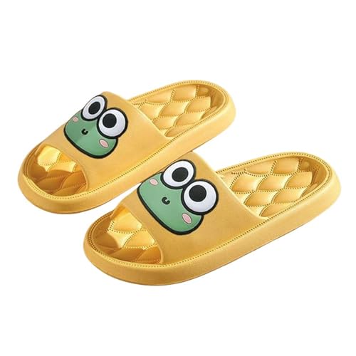 YLXCKGS Flip-Flops Sommer Haushalt Hausschuhe Für Frauen Männer Flache Rutschfeste Cartoon Frosch Flip-Flops Sandalen Innen Und Im Freien-Ein Gelb-38-39 von YLXCKGS