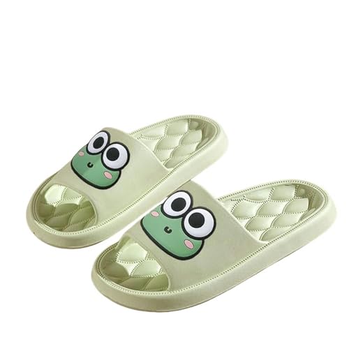 YLXCKGS Flip-Flops Sommer Haushalt Hausschuhe Für Frauen Männer Flache Rutschfeste Cartoon Frosch Flip-Flops Sandalen Innen Und Im Freien-Ein Grün-40-41 von YLXCKGS