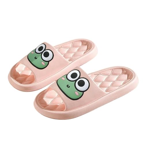 YLXCKGS Flip-Flops Sommer Haushalt Hausschuhe Für Frauen Männer Flache Rutschfeste Cartoon Frosch Flip-Flops Sandalen Innen Und Im Freien-Ein Rosa-36-37 von YLXCKGS