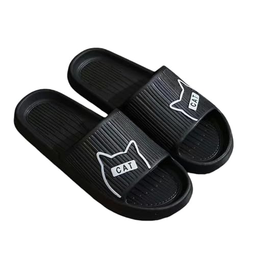 YLXCKGS Flip-Flops Sommer Haushalt Hausschuhe für Damen Herren Flache rutschfeste Cartoon Frosch Flip-Flops Sandalen Indoor und Outdoor, B Schwarz, 40-41 von YLXCKGS