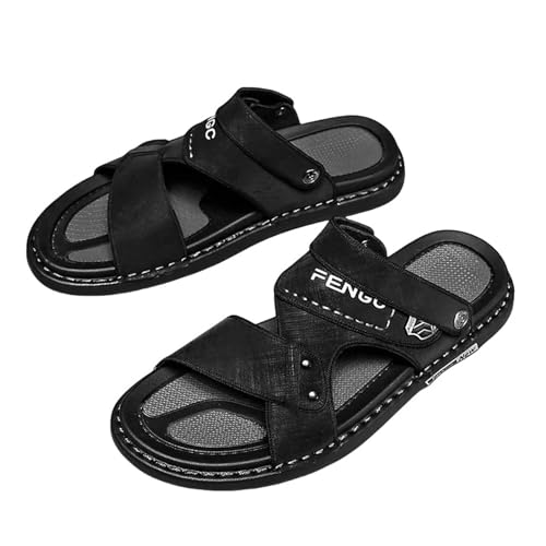 YLXCKGS Flip-Flops Sommer-Männer Im Freien Sandalen Haus In Innenräumen Flache Schuhe Nicht Rutscher Weicher Boden Beach Slipper Street Flip-Flops-Schwarz-44 von YLXCKGS