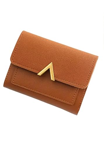 YLXCKGS Geldbörse Frauen Brieftasche Kurzmünze Geldbörse Kartenhalter Handtasche Damen Kleine Brieftasche Frau Haspin Mini Clutch Money Bag-Braun von YLXCKGS