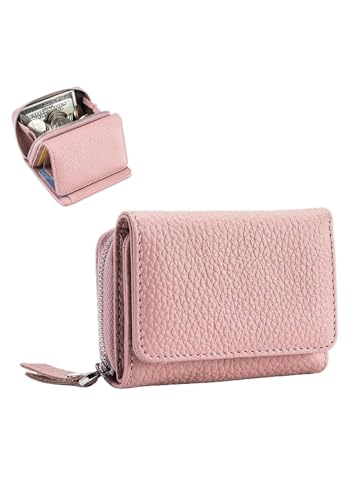 YLXCKGS Geldbörse RFID Short Wallets Kartenhaltertasche Tragbare Kleine Reißverschluss Geldmünze Für Männer Frauen Hörphone -Beutel-Rosa von YLXCKGS