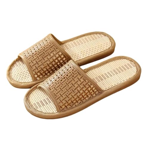 YLXCKGS Sandalen Damen Sommer Bambus Rattan Gras Sommer Haus Strohhalmschuppen Innendickte Weichholzboden Sandalen Sandalen-A-40-41 von YLXCKGS