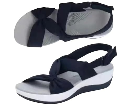 YLXCKGS Sandalen Damen Sommer Frauen Sandalen Sommer Geschlossene Toe Sandalen Frauen Bogenplattform Keile Sandalen Plus Größe 43-Blau-38 von YLXCKGS