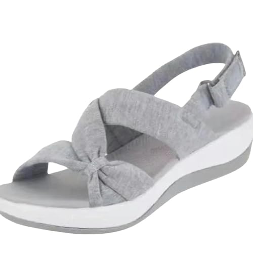 YLXCKGS Sandalen Damen Sommer Frauen Sandalen Sommer Geschlossene Toe Sandalen Frauen Bogenplattform Keile Sandalen Plus Größe 43-Grau-42 von YLXCKGS