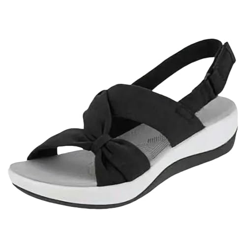 YLXCKGS Sandalen Damen Sommer Frauen Sandalen Sommer Geschlossene Toe Sandalen Frauen Bogenplattform Keile Sandalen Plus Größe 43-Schwarz-36 von YLXCKGS