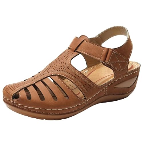 YLXCKGS Sandalen Damen Sommer Frauenschuhe Atmungsaktiv-Braun-36 von YLXCKGS