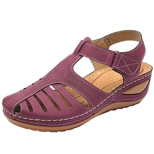 YLXCKGS Sandalen Damen Sommer Frauenschuhe Atmungsaktiv-Lila-38 von YLXCKGS