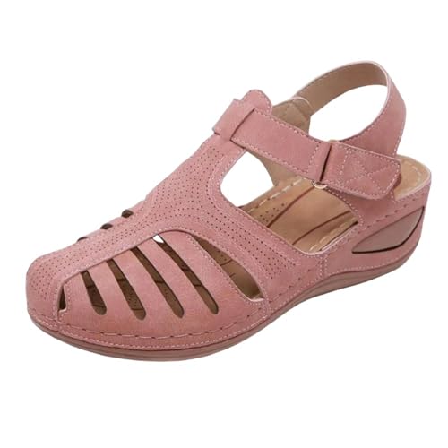 YLXCKGS Sandalen Damen Sommer Frauenschuhe Atmungsaktiv-Rosa-36 von YLXCKGS