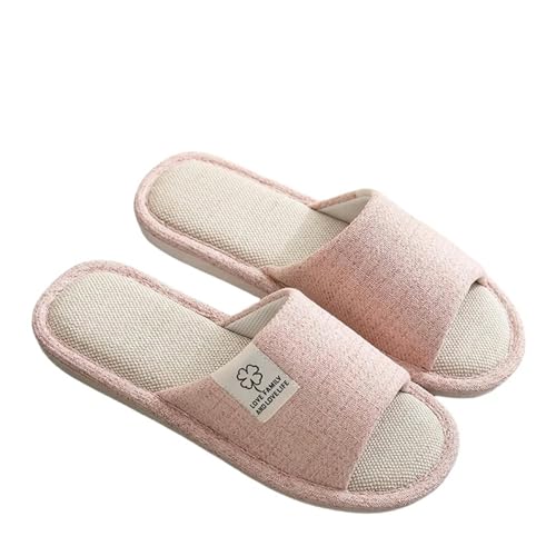 YLXCKGS Sandalen Damen Sommer Leinenschuhe Für Frauen Männer In Der Ganzen Saison In Der Ganzen Saison Innenbaum- Und Leinen -Hausleitungen Universelle Bodenschuhe-Rosa-38-39 von YLXCKGS