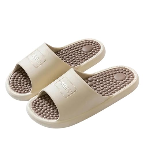 YLXCKGS Sandalen Damen Sommer Prägnantes Paar Innensandalen Nicht Rutschende Badezimmerrutschen Männer Frauen Schuhe Massage Pantoffeln Flip Flops-Khaki-44-45 von YLXCKGS