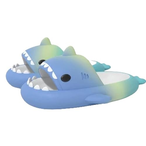 YLXCKGS Sandalen Damen Sommer Shark Slipper Frauen Eva Sandalen Erwachsene Outdoor Beach Slides Kinder Regenbogen Cartoon Flip Flops-Blau Gelb Grün-44-45 von YLXCKGS