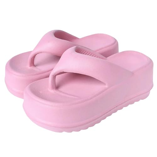 YLXCKGS Sandalen Damen Sommer Sommer Lässige Sandalen Für Frauen Dicker Boden Nicht Rutschfeste Hausschuhe Weiche Sohle Heimschuhe Flip Flops-Rosa-36-37 von YLXCKGS