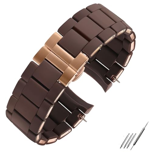 YLZCAM Armband aus Stahl und Silikon, kompatibel mit AR5890, AR5889, AR5858, AR5920, AR5868, AR8023, Uhrenarmband, Herren, 23 mm, Damen, 20 mm(Color:Brown rose gold,Size:23mm for men) von YLZCAM