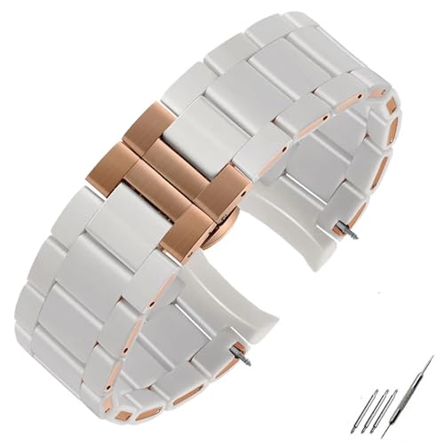 YLZCAM Armband aus Stahl und Silikon, kompatibel mit AR5890, AR5889, AR5858, AR5920, AR5868, AR8023, Uhrenarmband, Herren, 23 mm, Damen, 20 mm(Color:White rose gold,Size:23mm for men) von YLZCAM