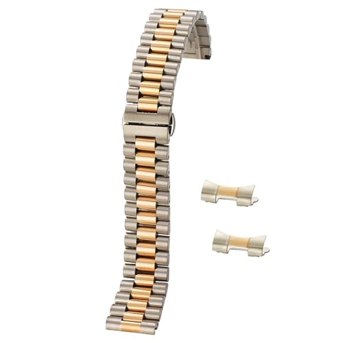 YLZCAM Massives Edelstahl-Uhrenarmband, 12, 13, 14, 16, 17, 18 mm, 19 mm, 20 mm, 21 mm, 22 mm, Ersatz-Uhrenarmband, Arc-Interface-Armband (Color : Silver Rose Gold, Size : 13mm) von YLZCAM