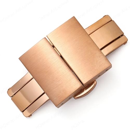 YLZCAM Schmetterlingsschnalle aus 316L-Edelstahl, 16 mm, 18 mm, 20 mm, 22 mm, Metall-Silikonband, Ersatzverschluss, Doppeldruckknopf, Zubehör (Color : Rose Gold, Size : 22mm) von YLZCAM