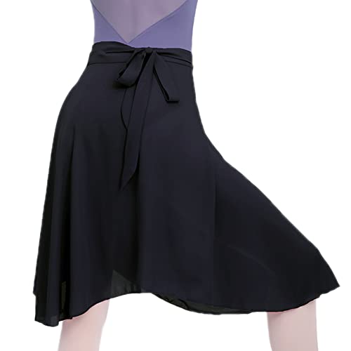 YM YOUMU Ballettrock für Damen und Mädchen, Chiffon, durchsichtig, für Tanzkleidung, zum Üben, schwarz, Einheitsgröße Petite von YM YOUMU