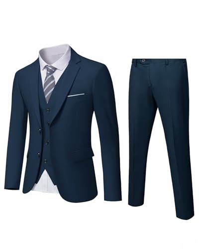 YND Herren Slim Fit 2 Knöpfe 3-teiliges Anzug-Set Solide Blazer Jacke Weste Hose & Krawatte, dunkelblau, XX-Large YND Herren Slim Fit 2 Knöpfe 3-teiliges Anzug-Set Solide Blazer Jacke Weste Hose & Krawatte, dunkelblau, XX-Large von YND