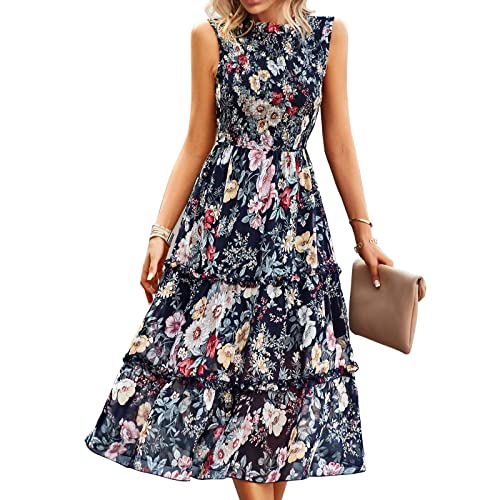 YNIQUE Sommerkleider Damen Shiffon Boho Lange Kleid 2023 Partykleid Elegant Maxikleid Blumenkleid Abendkleid für Hochzeitsgäste von YNIQUE