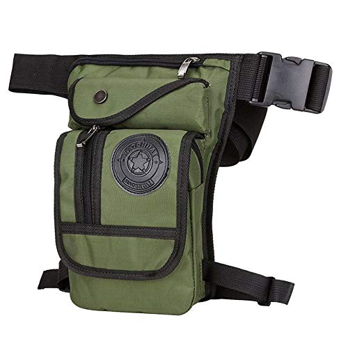 Beintasche,Beintasche Motorrad,Oberschenkeltasche Canvas/Nylon Herren Drop Arm Herren Taillengürtel Oberschenkel Hüfte Motorrad Messenger Umhängetasche (Color : 1 Green) von YNZUNMY