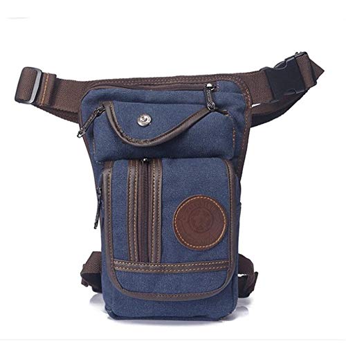 Beintasche,Beintasche Motorrad,Oberschenkeltasche Canvas/Nylon Herren Drop Arm Herren Taillengürtel Oberschenkel Hüfte Motorrad Messenger Umhängetasche (Color : Blue) von YNZUNMY