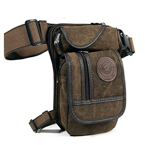 Beintasche,Beintasche Motorrad,Oberschenkeltasche Canvas/Nylon Herren Drop Arm Herren Taillengürtel Oberschenkel Hüfte Motorrad Messenger Umhängetasche (Color : Coffee) von YNZUNMY