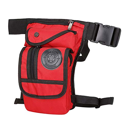 Beintasche,Beintasche Motorrad,Oberschenkeltasche Canvas/Nylon Herren Drop Arm Herren Taillengürtel Oberschenkel Hüfte Motorrad Messenger Umhängetasche (Color : Red) von YNZUNMY