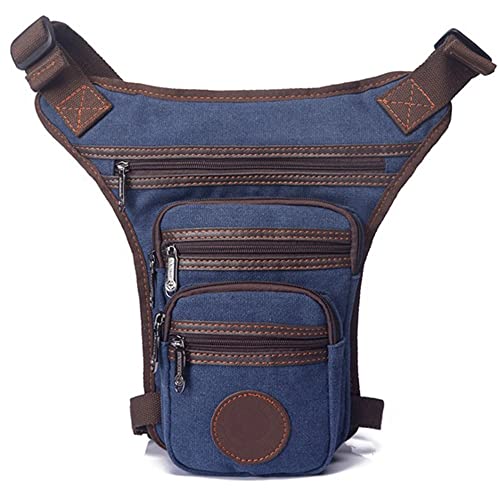 Beintasche,Beintasche Motorrad,Oberschenkeltasche Herren-Canvas-Beintasche, Umhängetasche, Schultergurt, Hüfte, Bauch, Bauchtasche, for Reisen, Wandern, Motorradfahren (Color : Blue) von YNZUNMY