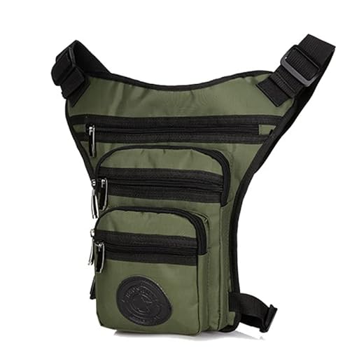 Beintasche,Beintasche Motorrad,Oberschenkeltasche Herren-Canvas-Beintasche, Umhängetasche, Schultergurt, Hüfte, Bauch, Bauchtasche, for Reisen, Wandern, Motorradfahren (Color : Green Nylon) von YNZUNMY