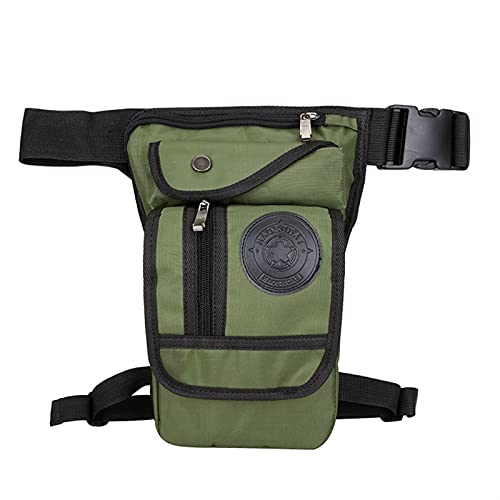 Beintasche,Beintasche Motorrad,Oberschenkeltasche Herren-Nylon-Cross-Body-Gürteltasche, Motorrad-Fahrer, Hüftgurt, Beintasche, Reisetasche, Drop-Oberschenkeltasche, Gürteltasche (Color : Green) von YNZUNMY