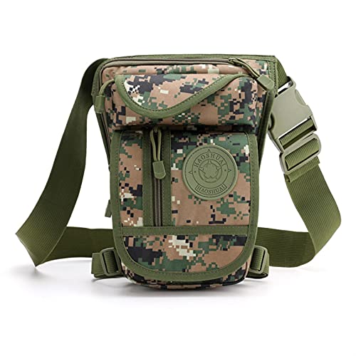 Beintasche,Beintasche Motorrad,Oberschenkeltasche Herren-Nylon-Cross-Body-Gürteltasche, Motorrad-Fahrer, Hüftgurt, Beintasche, Reisetasche, Drop-Oberschenkeltasche, Gürteltasche (Color : Jungle) von YNZUNMY