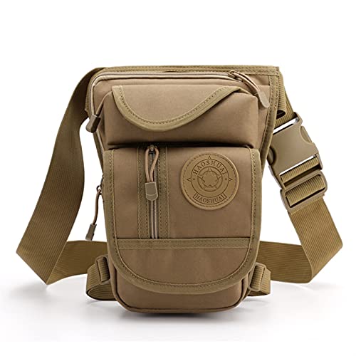 Beintasche,Beintasche Motorrad,Oberschenkeltasche Herren-Nylon-Cross-Body-Gürteltasche, Motorrad-Fahrer, Hüftgurt, Beintasche, Reisetasche, Drop-Oberschenkeltasche, Gürteltasche (Color : Khaki) von YNZUNMY