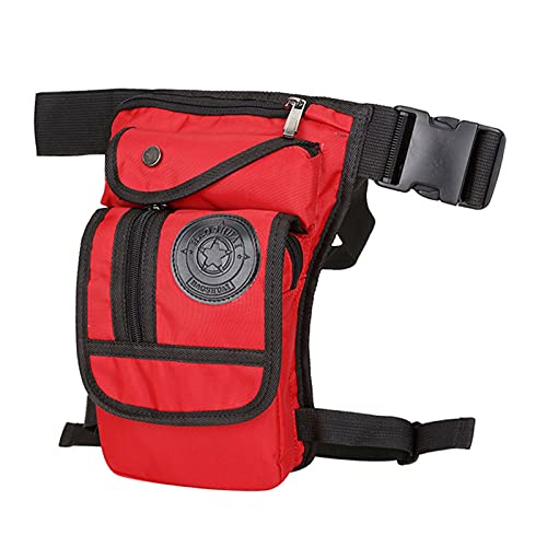 Beintasche,Beintasche Motorrad,Oberschenkeltasche Herren-Nylon-Cross-Body-Gürteltasche, Motorrad-Fahrer, Hüftgurt, Beintasche, Reisetasche, Drop-Oberschenkeltasche, Gürteltasche (Color : Red) von YNZUNMY