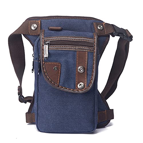 Beintasche,Beintasche Motorrad,Oberschenkeltasche Modische wasserdichte Canvas-Hüfttasche, lässige Reisetasche for Herren, Motorrad-Beintasche, Hosen-Hüfttasche, 5 Farben (Color : Canvas Blue) von YNZUNMY