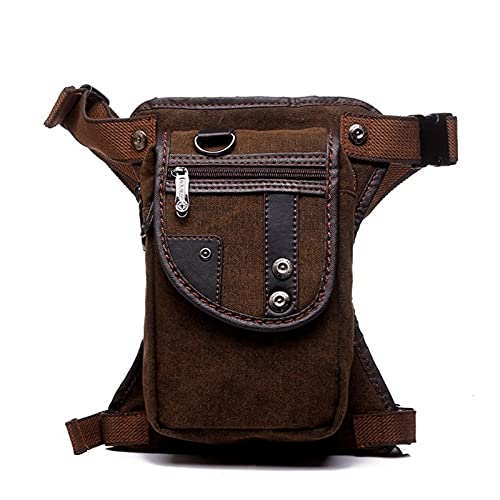 Beintasche,Beintasche Motorrad,Oberschenkeltasche Modische wasserdichte Canvas-Hüfttasche, lässige Reisetasche for Herren, Motorrad-Beintasche, Hosen-Hüfttasche, 5 Farben (Color : Canvas Brown) von YNZUNMY