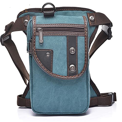 Beintasche,Beintasche Motorrad,Oberschenkeltasche Modische wasserdichte Canvas-Hüfttasche, lässige Reisetasche for Herren, Motorrad-Beintasche, Hosen-Hüfttasche, 5 Farben (Color : Canvas Light Blue) von YNZUNMY