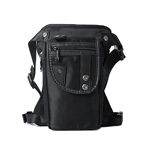 Beintasche,Beintasche Motorrad,Oberschenkeltasche Modische wasserdichte Canvas-Hüfttasche, lässige Reisetasche for Herren, Motorrad-Beintasche, Hosen-Hüfttasche, 5 Farben (Color : Nylon Black) von YNZUNMY