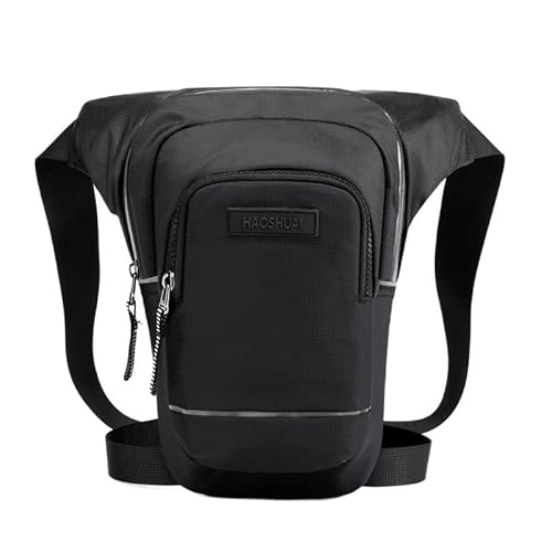 Beintasche,Beintasche Motorrad,Oberschenkeltasche Reflektierender Riemen, wasserdichte Nylon-Beintasche for Herren, Drop-Fanny-Hüfttasche, Motorrad-Reit-Taillen-Beintasche, Umhängetasche ( Color : Bla von YNZUNMY